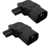 VISSQH 2 Piezas Adaptador 90 Grados IEC 320 C14 a C7,Conector Adaptador de extensión de alimentación IEC C14 Macho a C7 Hembra 250V 2.5a(Negro)