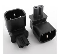 VISSQH 2 x Conector Adaptador de extensión de alimentación 90 Grados ángulo Recto IEC 320 C14 Macho a C7 Hembra(Negro)