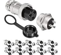 VISSQH 20pcs Gx16 Enchufe de Aviación,16mm Panel Conector,Cable Conector 3 Pines,5A Macho Hembra Metal Conector Conector de aviación +Goma Tapa Protectora