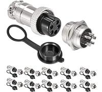 VISSQH 20pcs Gx16 Enchufe de Aviación,16mm Panel Conector,Cable Conector 5 Pines,5A Macho Hembra Metal Conector Conector de aviación +Goma Tapa Protectora