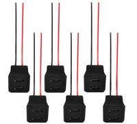 VISSQH 6 Piezas Conector USB C Hembra,3A 2 Pines Micro USB Tipo C Hembra con Cable,Conector de Montaje en Panel USB C de 2 Hilos 22AWG Zócalo Tipo C USB con Hebilla de Ranura a Presión(Doble)