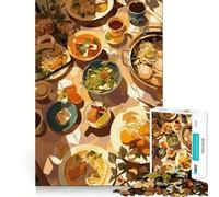 Vista aérea de una Mesa con Comida para Adultos Rompecabezas de 1000 Piezas Juguete de desafío Mental Pieza de colección de Arte de Corte de Calidad (38x26cm)