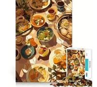 Vista aérea de una Mesa con Comida Rompecabezas de 1000 Piezas para Adolescentes Juguete cognitivo Pasatiempo Relajante Borde Premium Lista de Deseos de Santa Claus (38x52cm)