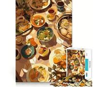 Vista aérea de una Mesa con Comida Rompecabezas para Adultos 1000 Piezas Recall Upgrade Peaceful Time Tight Cut Santa Wish List (50x75cm)