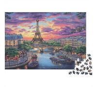 Vista al Atardecer de París 1000 Piezas Cartón Extra Grueso Rompecabezas Premium Amantes De La Familia Entrenamiento Cerebral Decoración De Paredes Paquete De Valor 70x50cm/1000pcs
