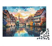 Vista al río de la Ciudad Europea 1000 Pieza Rompecabezas De Bricolaje Adultos Niños 12 Años Divertido Juego De Familia Hermosa Decoración 70x50cm/1000pcs