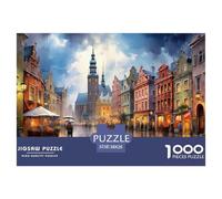 Vista Calle Ciudad Europea Puzzle para Adultos Puzzle de 1000 Piezas Escena Nocturna Juego de Puzzle 1000 Piezas Relajación Decoración Regalo 38x26cm/1000pcs