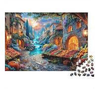 Vista Calle Ciudad Europea Puzzle para Adultos Puzzle de 1000 Piezas Jardín de Ensueño Papel Relajante Regalo Familiar 70x50cm/1000pcs