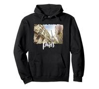 Vista callejera de la torre Eiffel París Sudadera con Capucha