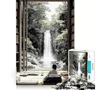 Vista de Cascada Desde la Biblioteca Rompecabezas japonés para Adolescentes 1000 Piezas Juego de Memoria Divertido Superficie Lisa sin Rebabas Regalo de cumpleaños Juguete para ejercitar la Mente