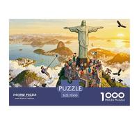 Vista de Cristo Redentor en Río de Janeiro Puzzle De Madera Impermeable Puzzles De 1000 Piezas Regalos para Adultos Divertido Rompecabezas Juegos Desafiantes