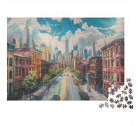 Vista de la Calle Cityscape Rompecabezas DIY 1000 Piezas Cartón Extra Grueso para Familias Juego Divertido Linda Decoración Regalo De Cumple Todas Las Edades 38x26cm/1000pcs