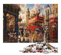Vista de la Calle del Big Ben, Londres Puzzle De Madera 1000 Piezas Adultos Y Niños,Anti-estrés,14 Años+,Deco Pared,Desafío,Regalo Ideal,Madera,Rompecabezas,Relax,Reto,Educativo (75x50cm)