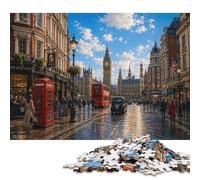 Vista de la Calle del Big Ben, Londres Puzzle De Madera 300 Piezas Adultos Y Niños,Rompecabezas,Desafío,Regalo Ideal,Deco Pared,14 Años+,Anti-estrés,Relax,Reto,Madera,Educativo (40x28cm)