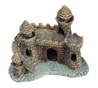 Vista de la montaña del Acuario, Adorno for Acuario con Castillo de Resina Stone Island de World of Tanks, Color Negro, 11x6,5x10 cm