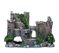 Vista de la montaña del Acuario, Adornos for pecera con Forma de Castillo, Resina, 17x6x13 cm, marrón y Gris(Grijs)