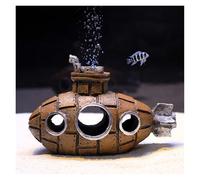 Vista de la montaña del Acuario, Adornos for pecera con Forma de Castillo, Resina, 17x6x13 cm, marrón y Gris(Bruin)