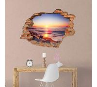 Vista de la ventana 3D Etiqueta de la pared de la ventana falsa Calcomanías murales extraíbles Vinilo Arte Paisaje Playa Océano Decoración para sala de estar Habitación para niños-B_50 * 70cm