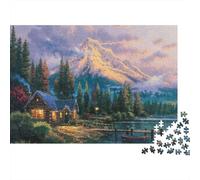 Vista de Montaña Puzzle de 1000 Piezas de Papel para Adultos Papel Grueso Educativo Rompecabezas Lago Bosque Decoración Relajante 52x38cm/1000pcs