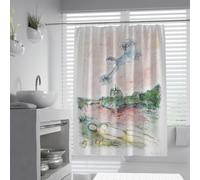 Vista de París Cortina de Ducha del Sena Surrealista Grabados Famosos Conjunto de Cortinas de Ducha con Ganchos Cortinas de Tela Extra largas Cortinas de baño 120 x 200 cm