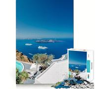 Vista de Santorini Rompecabezas para Adolescentes 1000 Piezas Juego de Memoria Divertido Superficie Lisa sin Rebabas Regalo de cumpleaños Juguete para ejercitar la Mente (38x26cm)