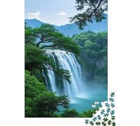 Vista de una Cascada en el Bosque Puzzle 1000 Piezas Exactas para Familias - Cartón Reciclado Piezas Únicas Juego De Mesa Desafiante 52x38cm/1000pcs