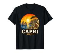 Vista del Atardecer de Capri Italia Mediterráneo Paisaje Camiseta