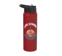 Vista del atardecer de la torre de la doncella de Estambul Stainless Steel Insulated Water Bottle