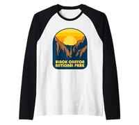 Vista del Atardecer Vintage del Parque Nacional Deep Gorge Camiseta Manga Raglan
