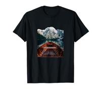 Vista del Bote de remos del Lago Alpino Sereno Paisaje de montaña Obra de Arte Camiseta