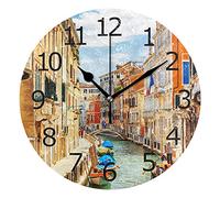 Vista del Canal De Río Marino Venecia Italia Reloj Reloj De Pared Moderno Plástico Relojes De Pared para Escuela Salón Cocina 25Cm