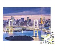 Vista del Colorido Puente arcoíris de Tokio al Atardecer. Rompecabezas de 1000 Piezas para Adultos. El desafío Imposible. Desarrollo Cerebral. 70x50cm/1000 Piezas.