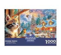 Vista del Gato de Invierno Puzzle para Adultos Obra De Arte & Rompecabezas De Alto Nivel Original para Adultos Y para Niños A Partir De 14 Años 38x26cm/1000pcs