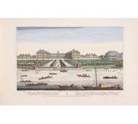 Vista del Hospital Real en Chelsea y la Rotonda en Ranelaigh Gardens Londres, Inglaterra. Después de una impresión fechada en 1751 de una obra de Thomas Bowles. Publicado por Robert Sayer