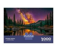 Vista del Lago bajo el Cielo Nocturno 1000 Piezas Puzzle para Adultos Set De Puzzle, Cartón Resistente - para Parejas, Ultra Difícil, Top Calificado, Actividad Casa 38x26cm/1000pcs