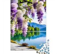 Vista del Lago con glicinas Puzle 1000pcs Cartón Ecológico - para Niños +14 Desarrollo Cognitivo Regalo Cumpleaños Difícil 52x38cm/1000pcs