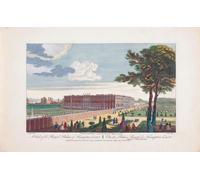 Vista del Palacio Real de Hampton Court. Londres Inglaterra. Después de un grabado fechado en 1751 publicado por Robert Sayer. Colorización posterior. Impresión del póster de Ken Welsh (20 x 13)