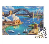 Vista del Puerto de Sídney Vista Colorida del Puente del Puerto de Sídney Rompecabezas de 1000 Piezas para Adultos El desafío Imposible Desarrollo Cerebral 38x26cm/1000 Piezas