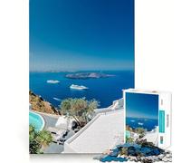 Vista del Rompecabezas de Santorini para Adultos,1000 Piezas,Juego de Memoria,Ajuste Firme,Montaje Seguro,Juego de construcción de Conexiones significativas (50x75cm)