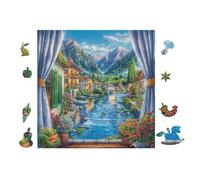 Vista del Valle Desde la Ventana Puzzle 100 Piezas Papel Principiantes Agilidad Mental Actividad Hacer En Grupo Colgar Pared Detalle Cumpleaños 28x28cm