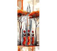 Vista Dipingere con i Numeri Adulti, Misura XXL 40x120cm,Donne Africane Paint by Numbers Kit Principianti Con 3 Penne, Kit Fai Da Te, Hobby Creativi Adulti Regalo Decorazioni, (Senza Cornice) P0M-935