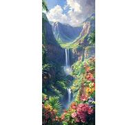 Vista Dipingere con i Numeri Adulti, Misura XXL 60x180cm,Cascate Paint by Numbers Kit Principianti Con 3 Penne, Kit Fai Da Te, Hobby Creativi Adulti Regalo Donna Decorazioni, (Senza Cornice) P0M-997