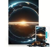 Vista Espacial de la Tierra Rompecabezas de 1000 Piezas para Adolescentes Juguete de lógica Resistente Diversión y Ocio Bordes Transparentes Arte Coleccionable 38x26cm