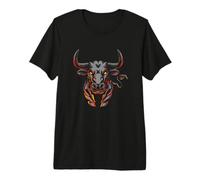 Vista Frontal Toro con Cuernos Largos preparando perseguir a su Presa Camiseta Premium