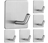 Vista Ganchos Adhesivos para Pared, SUS304 Ganchos de Toalla,Ganchos Autoadhesivos no Porosos Ultrarresistentes Para Baño y Cocina，Plata 6 Piezas