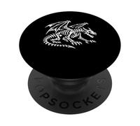 Vista Lateral Esqueleto Dragón Huesos Alados Gótico Vector Obra De Arte PopSockets PopGrip Adhesivo