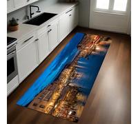 Vista Nocturna De La Ciudad Felpudo Pasillo 40 x 120 cm Canales de Venecia Antideslizante Alfombra de Corredor Suave para Cocina, Entrada y Decoración del Hogar