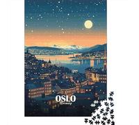 Vista Nocturna de Oslo 1000 Piezas Stock De Cartas Premium Rompecabezas Conjunto Amantes De La Familia Divertido Juego Alivio del Estrés Decoración De Paredes 70x50cm/1000pcs