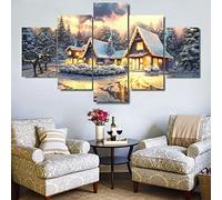 Vista Nocturna Del Pueblo Navideño Cuadros Sobre Lienzo 5 Piezas Sin Marco 150 X 100 Cm Lienzos Decorativos Cuadros Decoracion Salon Cuadros Modernos Cuadros Decorativos Wall Art Decorativo