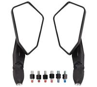 Vista trasera de motocicleta espejo par de vidrio transparente de gran angular para bicicleta bicicleta UTV con varilla de nylon de alojamiento ABS M8 M10